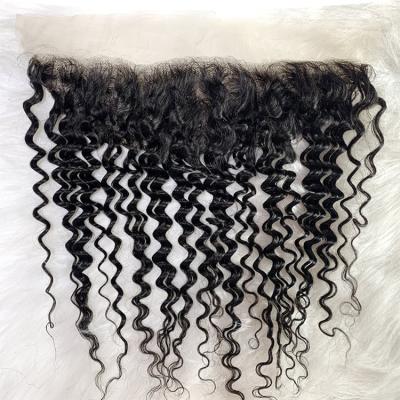 China Deep Curly Lace Frontal Natural Color Deep Curly Hair Closure Ear Closure Remy Hair Extensions Ear Lace Curly Hair for sale