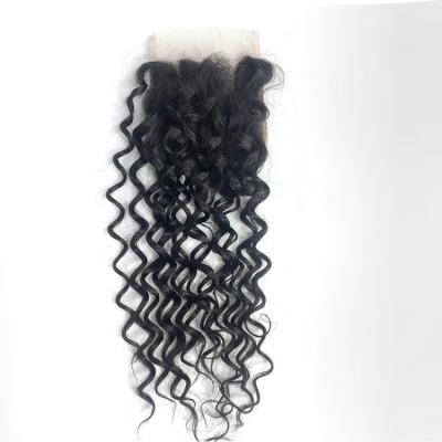 China Curly Water Curly 4X4 Lace Closure Hair Closure e Part Transparent 100% Free Lace Closure for sale