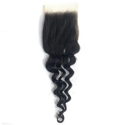 China Water Wave Remy Human Hair Lace For Color Women Wig Breathable Invisible Lace Closure4*4 Lace Frontal Closure for sale