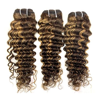 China Ombre Panio P4/27 Wholesale Silky Straight Wave Color Mixed DC Bundles With Highlight Swiss Mink Deep Curly Hair Lace Extensions for sale