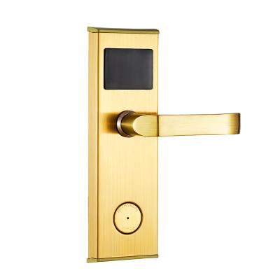 China Hotel Swipe Smart Electronic Card Keyless RFID Digital Golden Door Lock For Small Hotel for sale