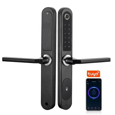 China Hotel Apartments Smart Tuya BLE Home Office Remote Control Fingerprint Keyless Digital Sliding Door Lock Wooden Work With Zigbee for sale