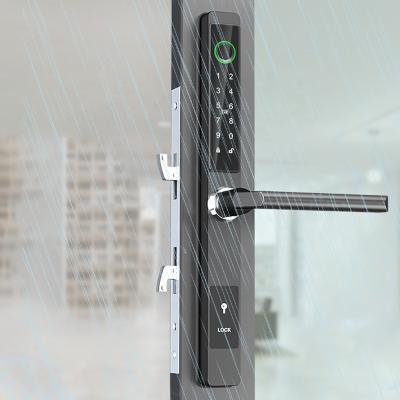 China NFC BLE QR code home outdoor waterproof house keyless smart sliding door lock with fingerprint reader for sale