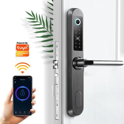 China Home Hotel Apartments Office 304 Stainless Steel Fingerprint Tuya Fully Waterproof Slim Door Lock for sale