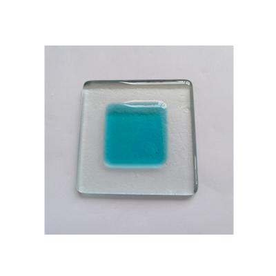 China Modern Indigo Light Blue Dark Blue Square Fused Glass Tiles Art Glass Fusion Glass for sale