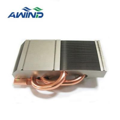 China Custom copper zipper stacked fin heatpipe heatpipe 100w 200w aluminum profile welding heatsink for high power machine for sale