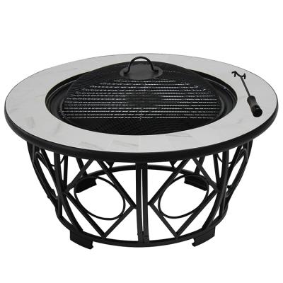 China New Design Adjustable Outdoor Tile Height Fire Pit Top Table With BBQ Grill for sale