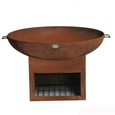 China Stored Outdoors Corten Steel Wood Firepit Big Fire Pit Barbecue Grill Brazier Charcoal Mine Patio and Backyard Burning Firepit for Outdoors for sale