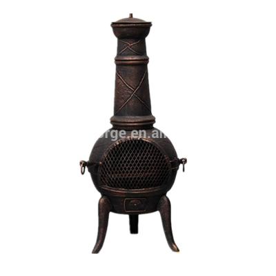 China Outdoor Stocked Garden Antique Bronze Cast Iron Fireplace Chimeneas for sale