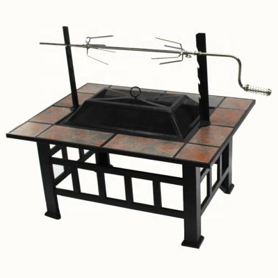 China Stocked Outdoor Garden Rectangle Ceramic Tabletop Barbecue Fire Pit for sale