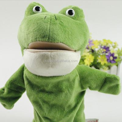 China Custom Plush Stuffed Kids Green Frog Hand Puppet China Factory Supply Stuffed Animals Toy Frog Stuffed Hand Puppet for sale