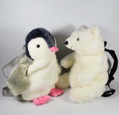 China Cute Animal Plush Bagback Bagback Penguin Shaped Backpack/Cute Animal Plush Penguin Backpack Bag/White Polar Bear School Bag For Kids for sale