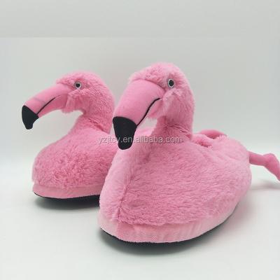 China Pink Plush Animal Flamingo Slippers Cute Cartoon Shoes/Wholesale Soft Stuffed Plush Animal Shaped Funny Indoor Flamingo Slipper for sale