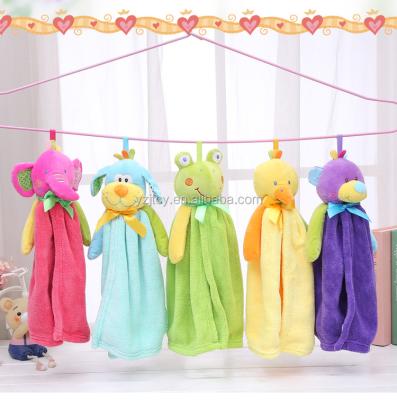 China Plush Baby Nursery Hand Towel Baby Bath Towels Toddler Soft Plush Cartoon Animal Hanging Bathing Towel For Kids Bathroom for sale