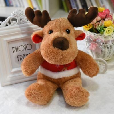 China Plush 25cm Sitting Reindeer In Christmas Red Reindeer Safety Toy Popular Christmas Gift Plush Cloth Stuffed Animal Toys for sale