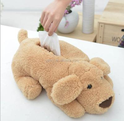 China Plush Stuffed Plush Dog Shaped Tissue Box Lid Stuffed Animal Cloth Boxcar Stuffed Box Lid for sale