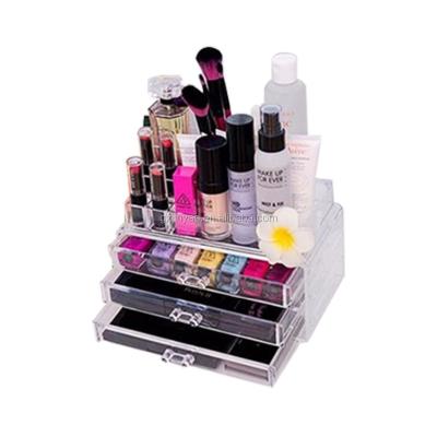 China Durable High Quality 3 Drawers Clear Stand Women Cosmetic Jewelry Storage Box for sale