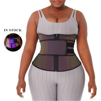 Cina Plus Size Waist Trainer Riflettente Lattice Doppio Cintura Slimming Cinture con osso d'acciaio in vendita