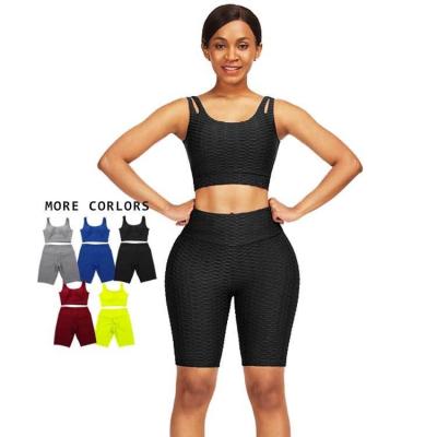 China Zwei Stücke Frauen Sport Fitness-Yoga-Sets mit 90% Polyester 10% Spandex zu verkaufen