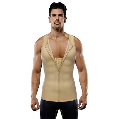 China Adjustable Hooks and Zipper Men Tummy Trimmer Vest Knitted Waist Trainer for Slimming for sale