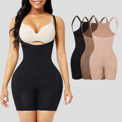 China OEM/ODM Welcome Women's Seamless Open Bust Butt Lifter Bodysuit with Breathable Shorts for sale