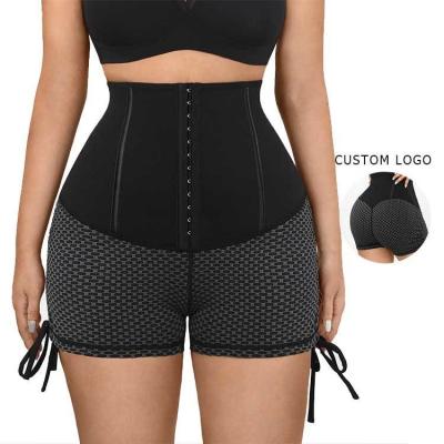 China HEXIN Summer Neoprene High Waist Trainer Shorts for Medium Control Weaving Method for sale