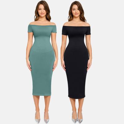 China 2023 Design Women Seamless Shapewear Midi Bodycon Dress Body Shaper For Women Sexy for sale