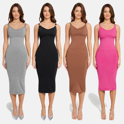 China 2023 Seamless Deep V-Neck Midi Shapewear Dress For Women XS-4XL Printing Methods None for sale