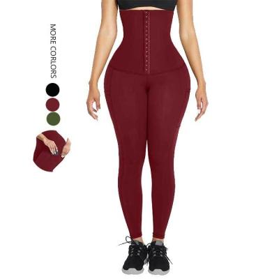 China Private Label Tummy Control Pants Breathable Waist Trainer Leggings for Women in Black for sale