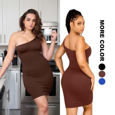 China Zomer Bodycon Kleding Eco-vriendelijk Vrouwen One-Shoulder Shapewear met naadloos ontwerp Te koop