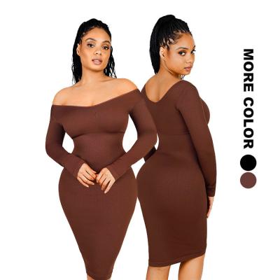 China Vestido de cuerpo sin costura para mujeres de cuello V profundo para cortar la cintura y ajuste de Bodycon en venta