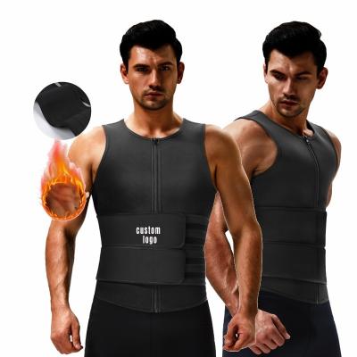 中国 Men Waist Trainer Neoprene Sweat Vest with Waist Belt Zipper Tank Top Sauna Suit 販売のため