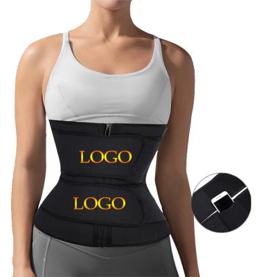 China Customized Logo HEXIN Women's Latex Waist Trainer with Three Hooks and 3 Strap Waist Trimmer for sale