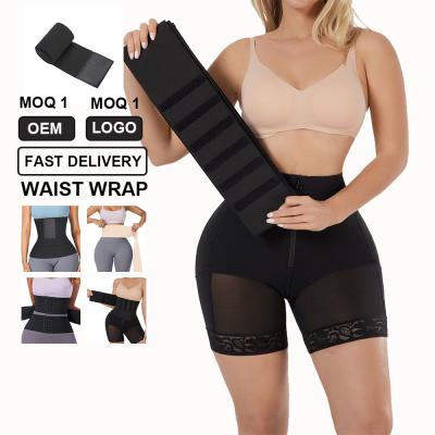 China Firm Control Waist Trainer with Knitted Butt Lifter Waist Wrap Band and Latex Bandage for sale