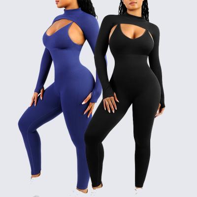 Κίνα 2023 Γυναίκες 2 τεμάχια σύνολο Control κοιλιά Bodycon Jumpsuits Seamless γυμναστική Playsuits Bodysuits προς πώληση