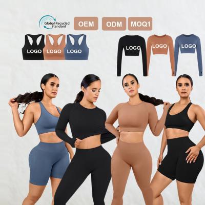 Cina OEM/MOQ Accettabile Abito da Yoga in 2 pezzi Realizzato in 88% Nylon 12% Spandex per abiti da ginnastica femminili in vendita