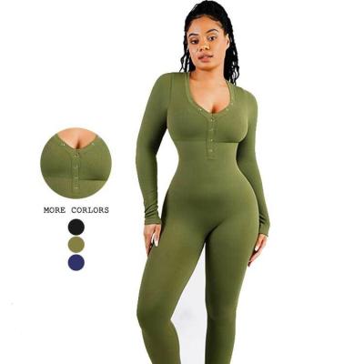 China Women's Deep V Neck Jumpsuit with Tummy Control and Breathable Material in XS-3XL Sizes for sale