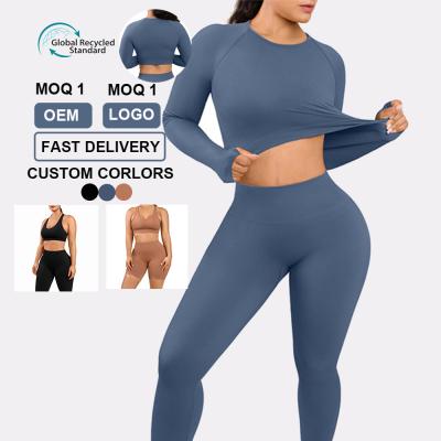 China Hexin Women's Gym Fitness Yoga Set Clothing with Seamless High Waist Scrunch Butt Design for sale