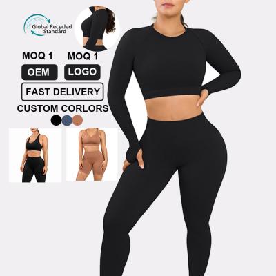 China Hexin Private Label Slimming Gym Fitness Clothing Sets for Women Airwear Eco Friendly for sale