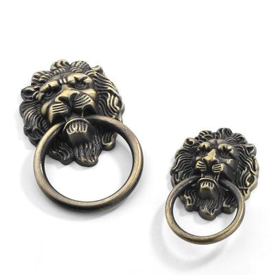 China With Screws Furniture Antique Luxury Lion Head Knob Pull Handle Door For Dresser Drawer Cabinet Jewelry Box With Ring for sale