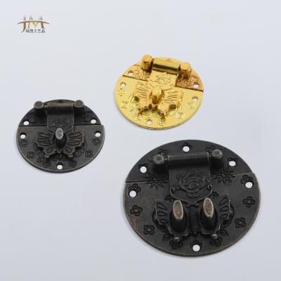 China With Screws Vintage Box Latch Hook Antique Latch Latches Round Buckle With Butterfly For Wooden Case Jewelry Box Cabinet With Screws for sale