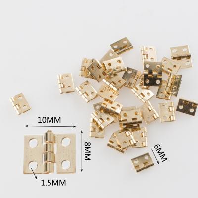 China With Screws 10*8mm Flat Hinge Hardware Iron Folding Door Hinge Mini Copper Cabinet Gate Butt With Screws for sale