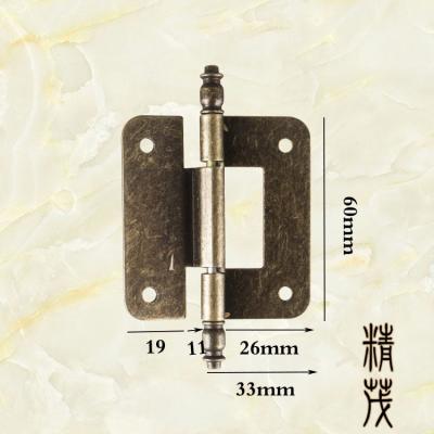 China With Screws Three Folding Hinge Antique Non-Mortise Hinges Bronze Butt Flow Cabinet Door Hinges With Backing Screws for sale