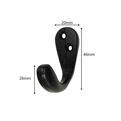 China With Screws Simple Furniture Zinc Alloy Black Hardware Metal Kitchen Bathroom Clothes Coat Hat Bag Holder Hangers Hooks for sale