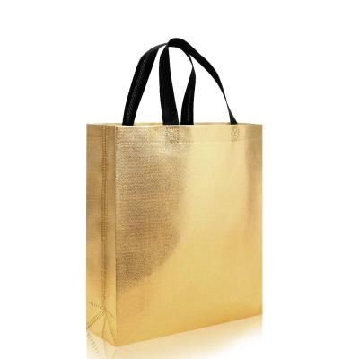 China Amazona Grocery Handled Shopping Shiny Reusable Bag Non Woven Tote Bag With Handle Foldable Bag For Birthday Party Wedding for sale