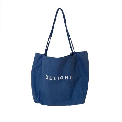 China Ruthbag Women's Handled Canvas Female Handbag Tote Shopping Bag For Ladies Cotton Fabric Shoulder Large Bag Customer Bag Beach Travel for sale