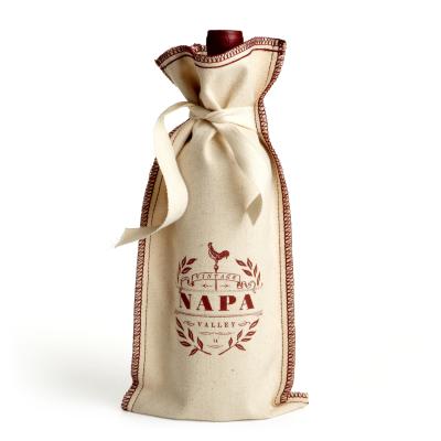 China Rope Handle Ruthbag Napa Oregon sonoma Washington Paso California Vintage Cotton Tie Coverstitch Wine Bottle Gift Bag for sale