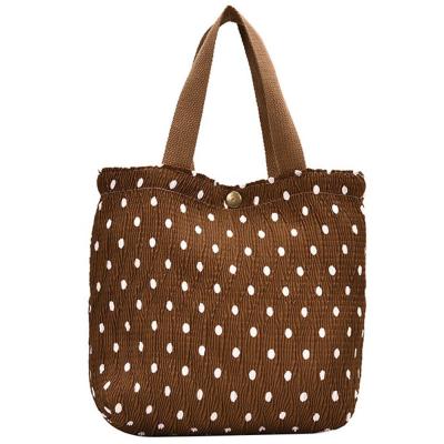 China Ruthbag's Handled Polka Dot Handbag Canvas Lunch Bag for Women Shoulder Bags Picnic Grocery Shopping Tote for sale