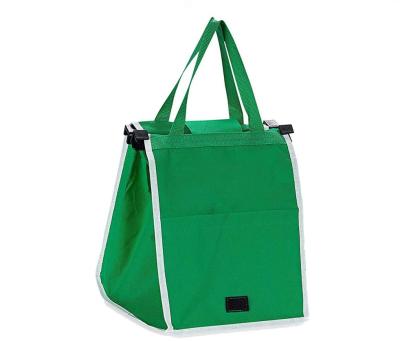 China Ruthbag Reusable Handled Grocery Cart Bags Green Nonwoven Tote Bags With Collapsible Handles Grab for sale