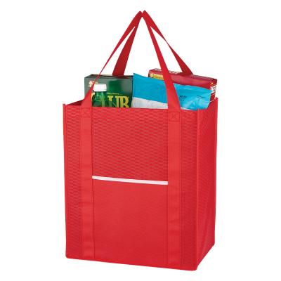 China Ruthbag Front Pocket WAVE DESIGN CUSTOMER HANDLED NONWOVEN TOTE BAG for sale